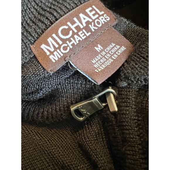 Michael Kors Wool Blend Windbreaker Sleeve Jacket Black Casual Mock Neck Slim M - Picture 5 of 6